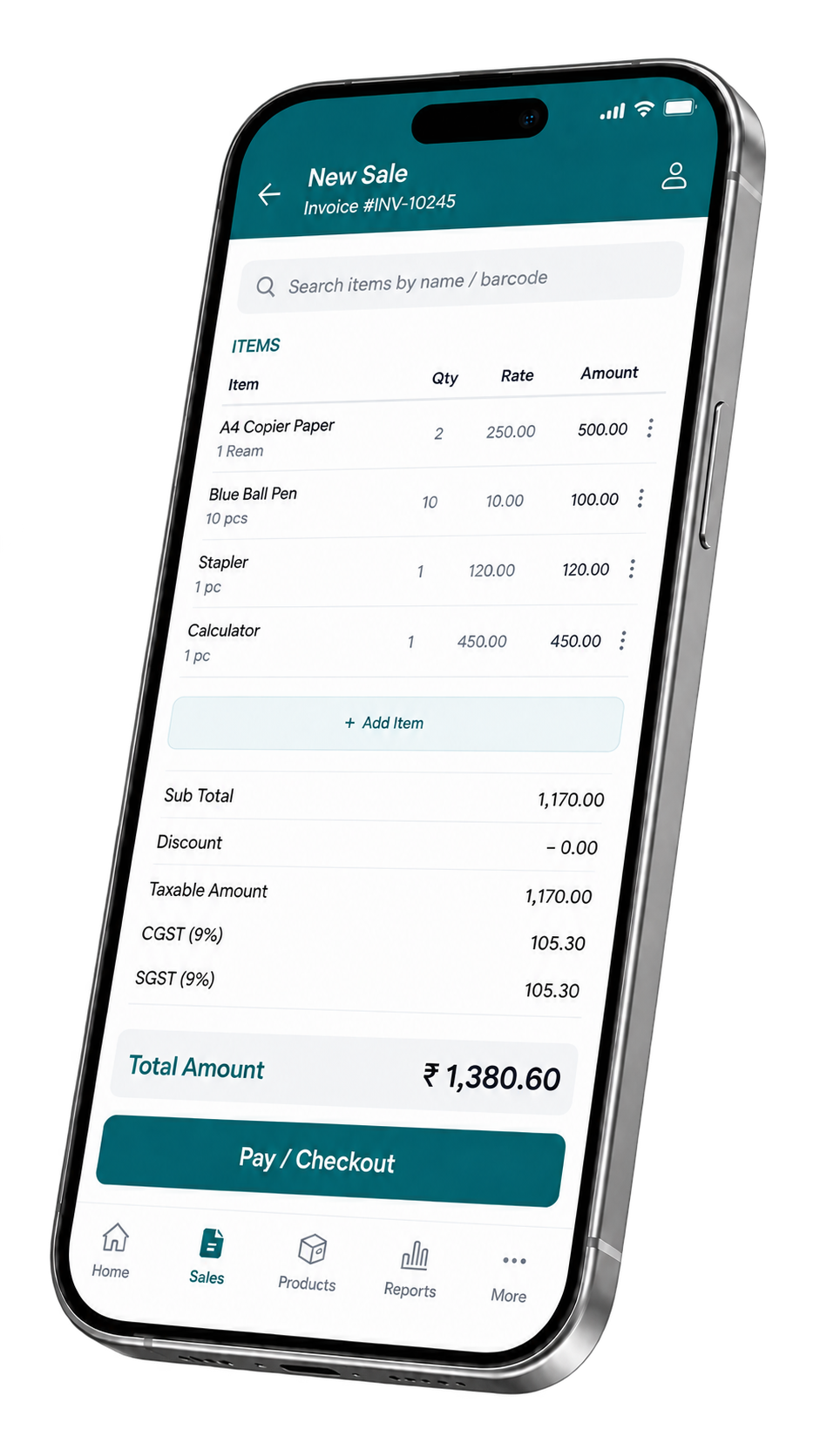 Vyavasayis POS app on phone